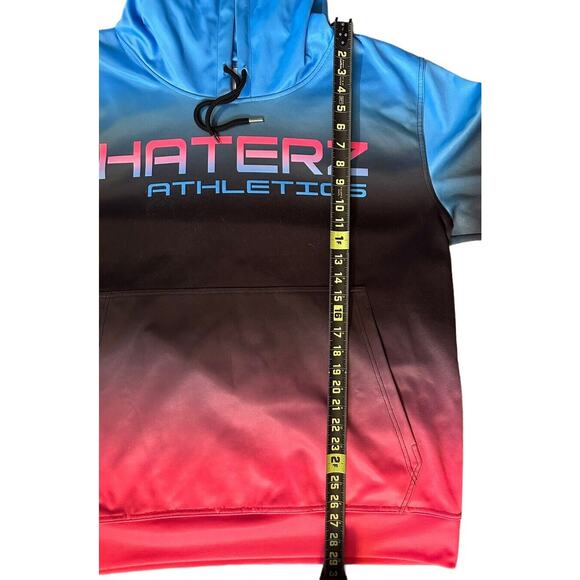 VTG Haterz Athletics Neon 80s Vibes Airbrush Pull Over Hoodie Skull Sz XXL - Picture 7 of 11